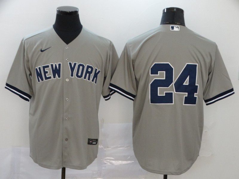 Men New York Yankees 24 No name Grey Nike Game MLB Jerseys